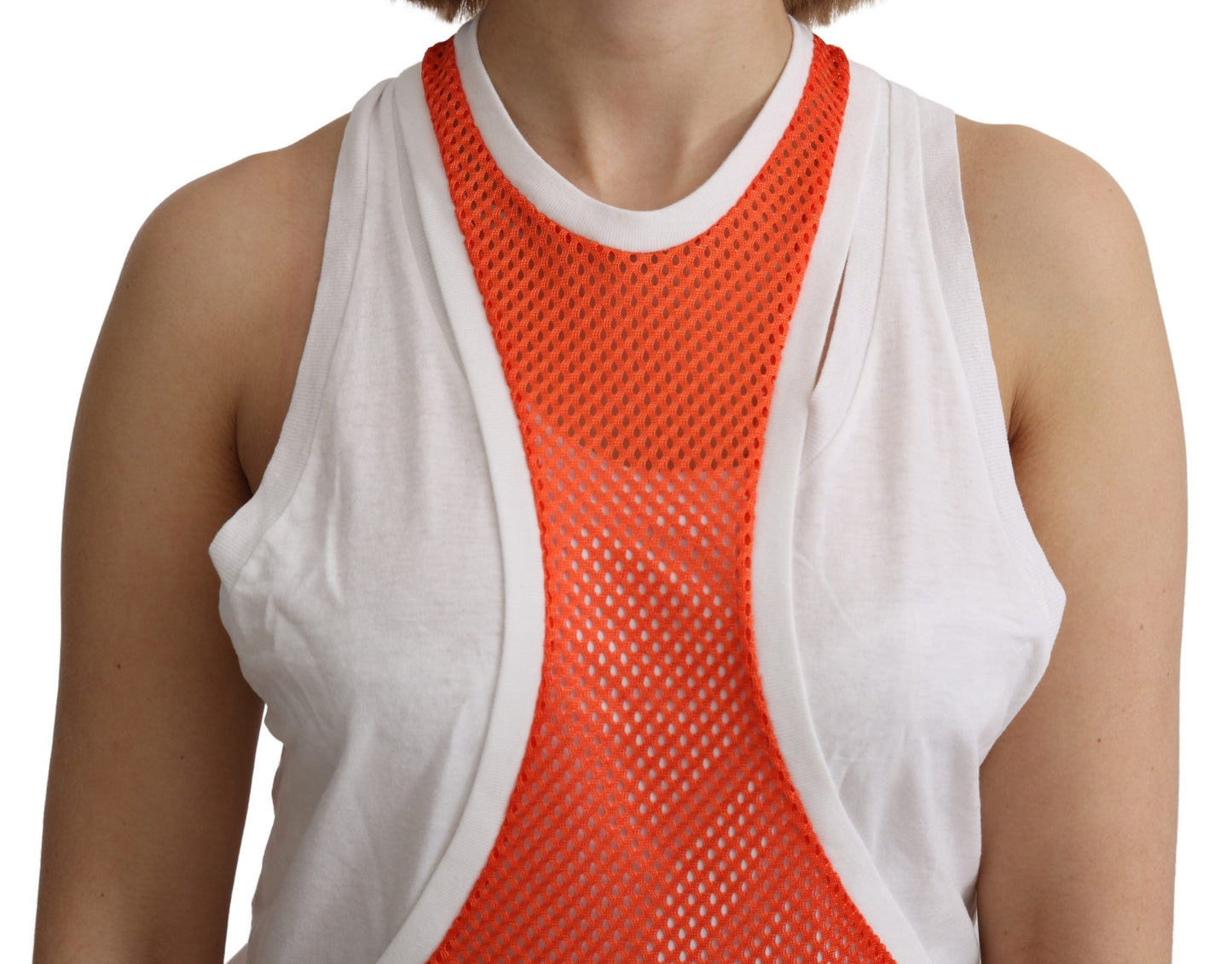 Elegant Sleeveless Cotton Tank in Orange - SEHABRANDS