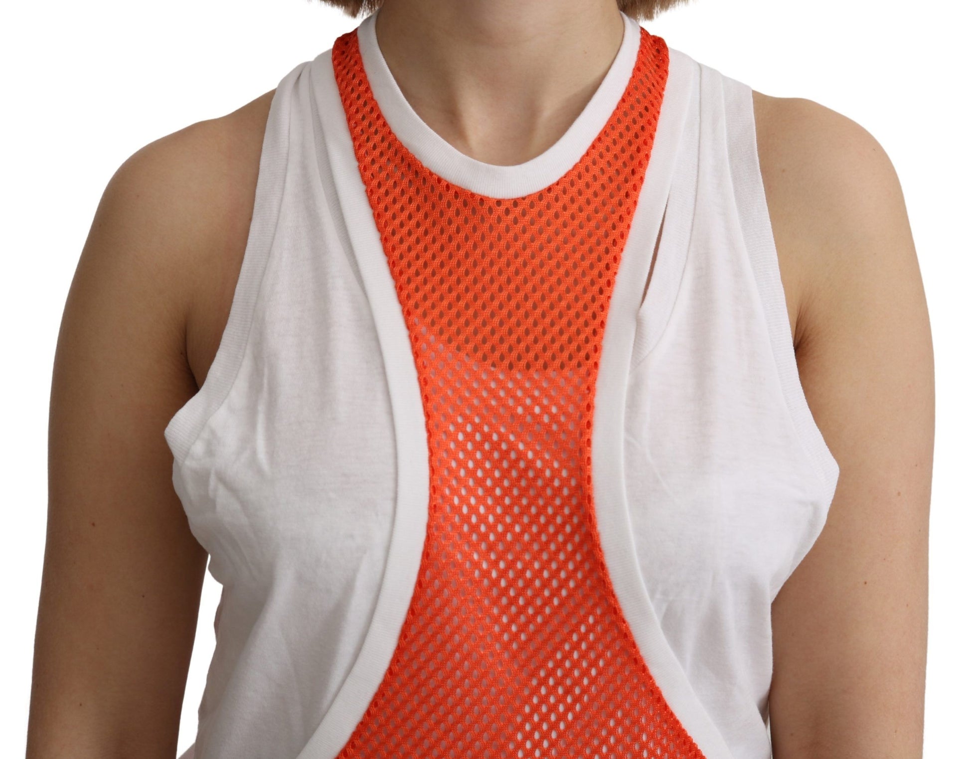 Elegant Sleeveless Cotton Tank in Orange - SEHABRANDS