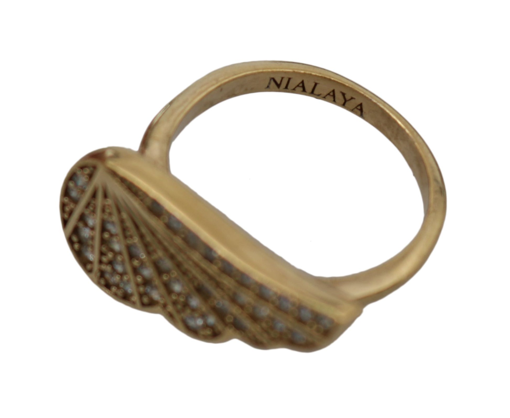 Elegant Gold-Crystal Embellished Ring - SEHABRANDS