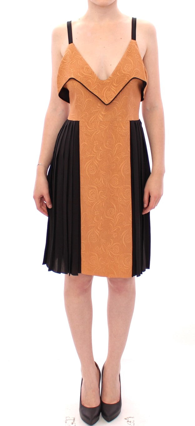 Silk Bronze & Black Sleeveless Sheath Dress - SEHABRANDS