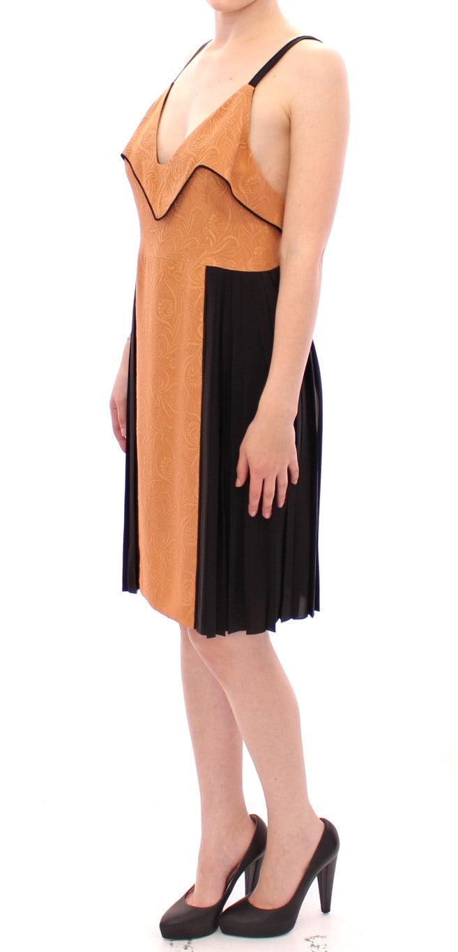 Silk Bronze & Black Sleeveless Sheath Dress - SEHABRANDS