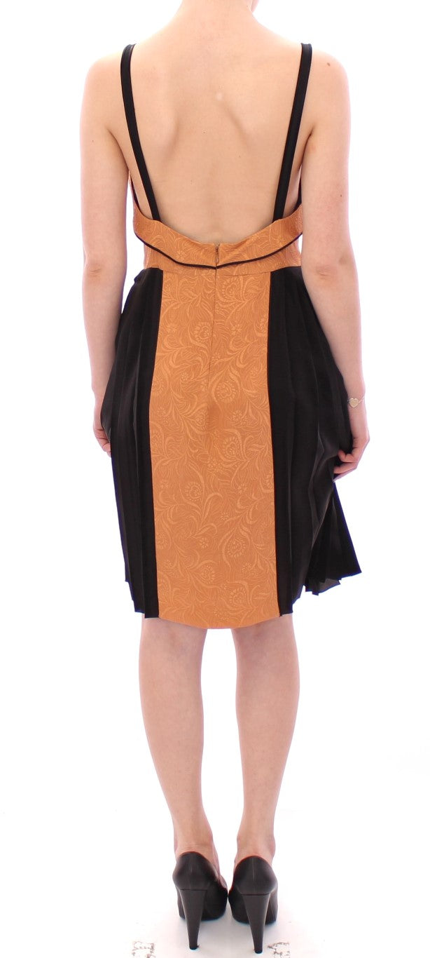 Silk Bronze & Black Sleeveless Sheath Dress - SEHABRANDS