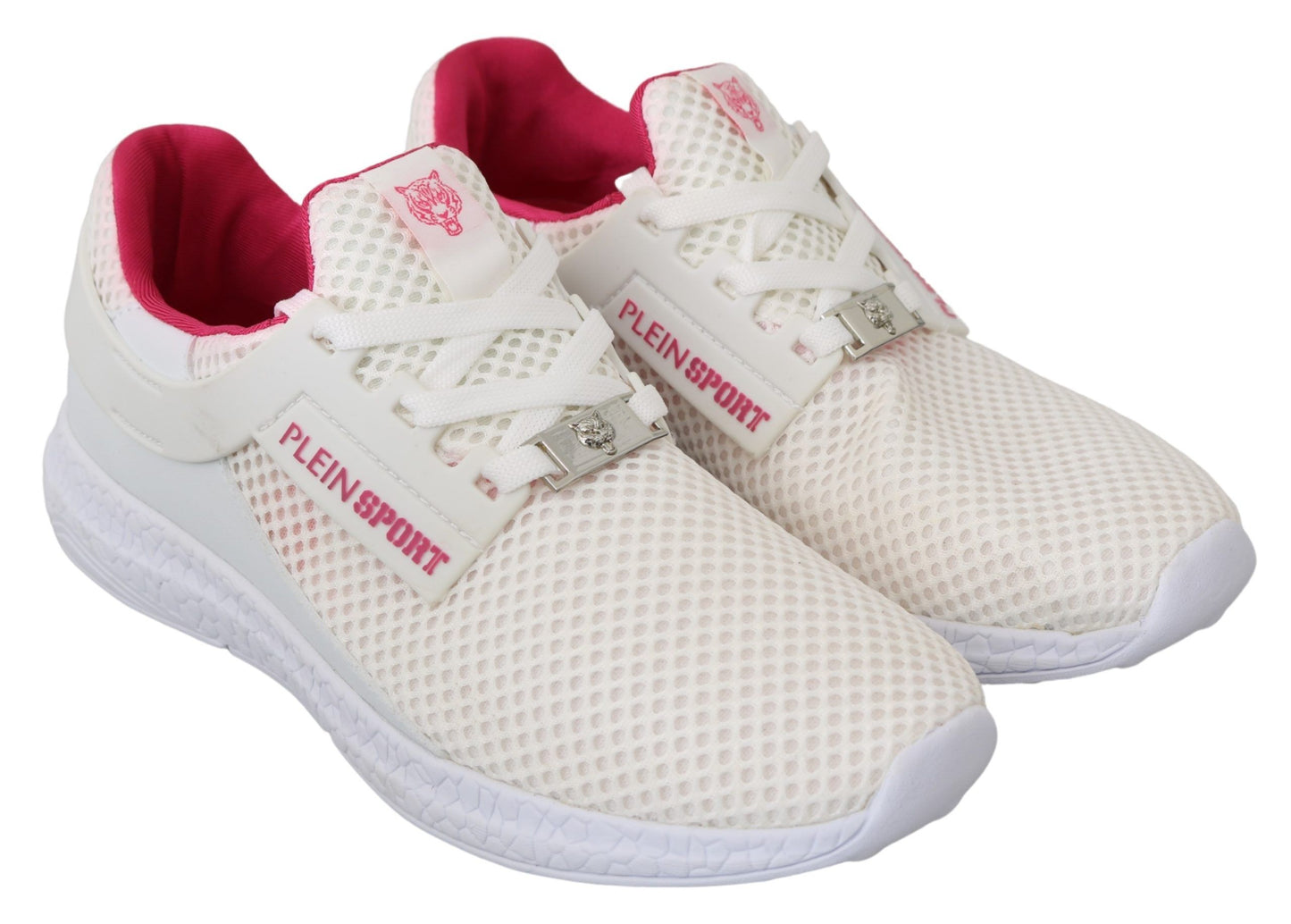 Chic White Becky Sneakers with Pink Accents - SEHABRANDS