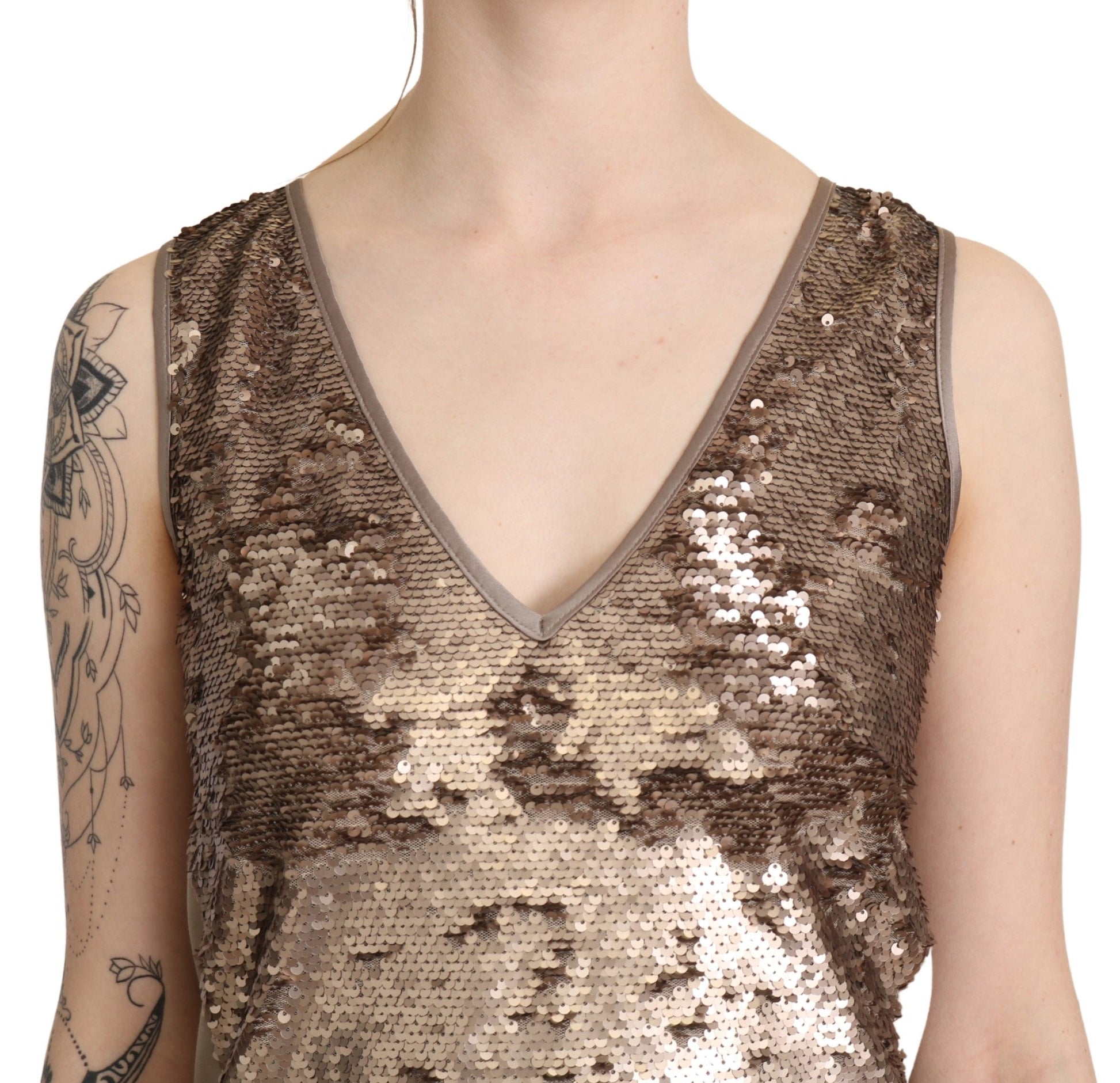 Glamorous V-Neck Sleeveless Sequin Mini Dress - SEHABRANDS