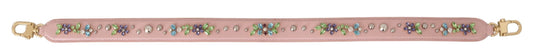 Dolce & Gabbana Stunning Pink Crystal Studded Leather Strap