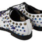 Dolce & Gabbana Elegant White Leather Dress Shoes With Crystals