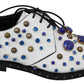 Dolce & Gabbana Elegant White Leather Dress Shoes With Crystals