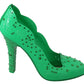 Dolce & Gabbana Enchanting Crystal Cinderella Pumps in Lush Green