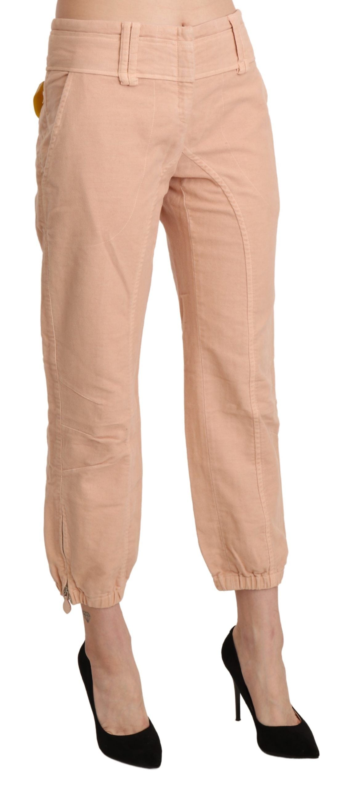 Chic Beige Cropped Cotton Pants - SEHABRANDS