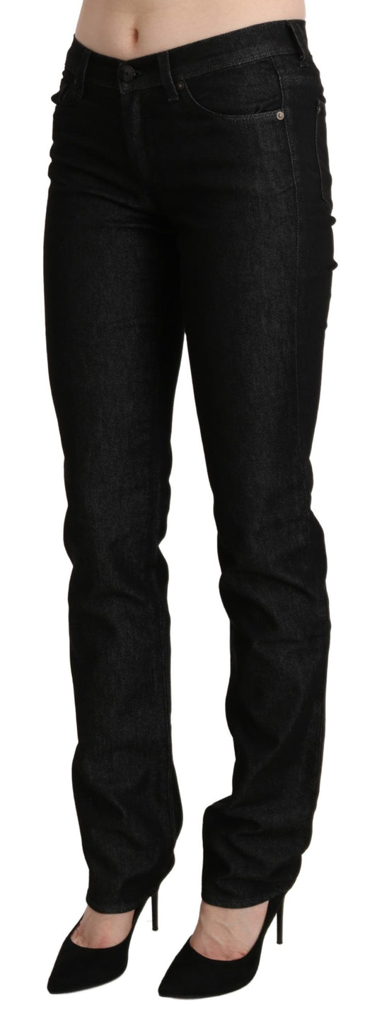 Chic Black Mid Waist Skinny Jeans - SEHABRANDS