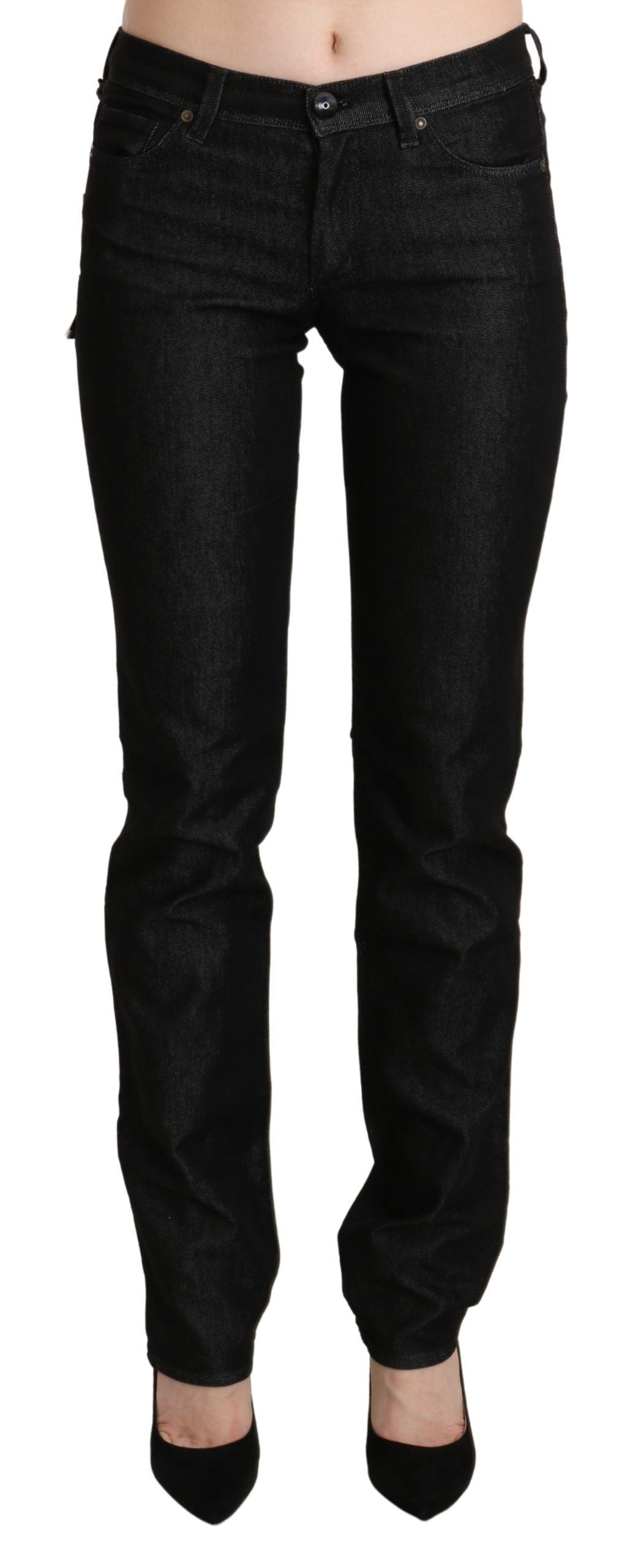 Chic Black Mid Waist Skinny Jeans - SEHABRANDS