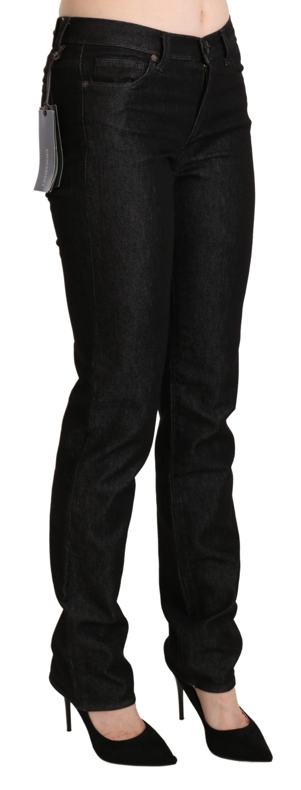 Chic Black Mid Waist Skinny Jeans - SEHABRANDS