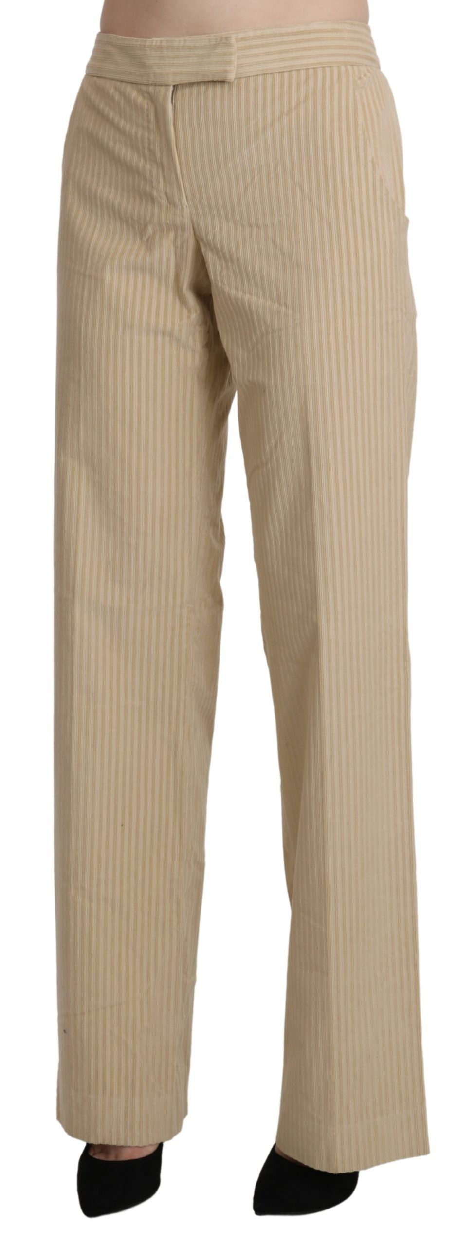 Chic Beige High-Waist Wide Leg Pants - SEHABRANDS