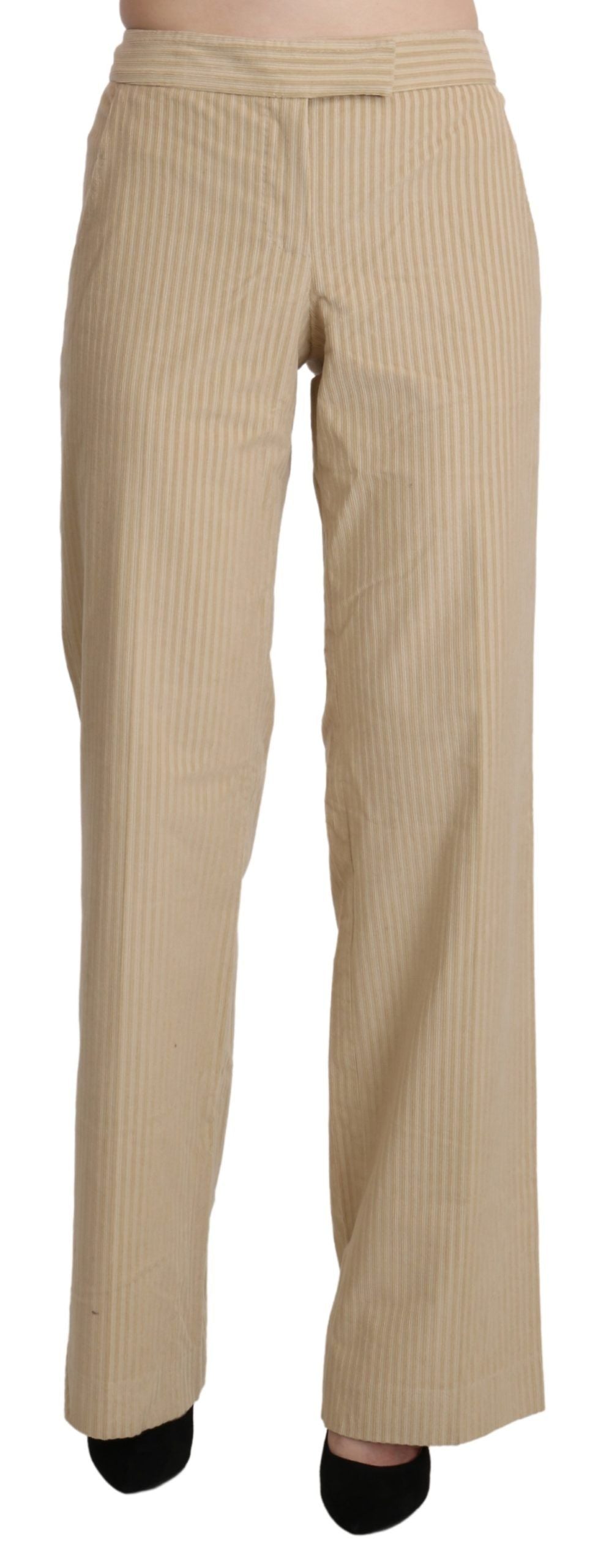 Chic Beige High-Waist Wide Leg Pants - SEHABRANDS