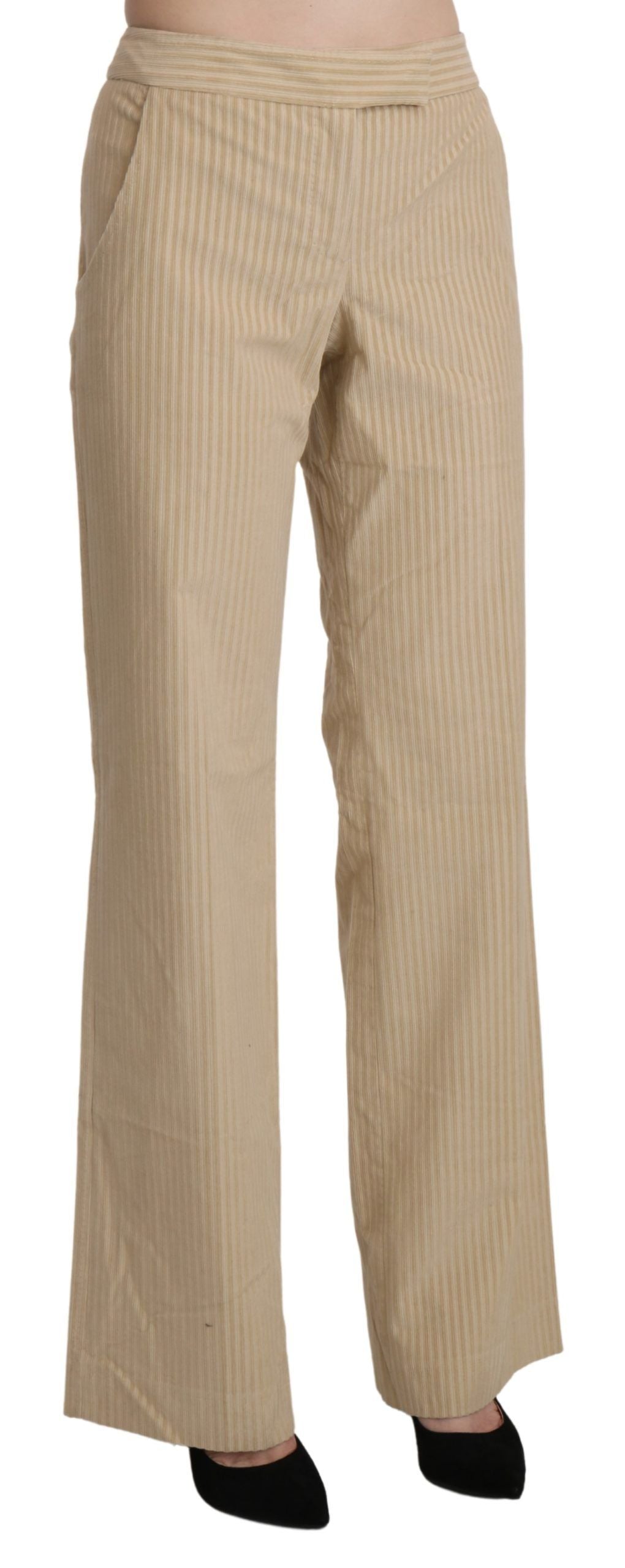 Chic Beige High-Waist Wide Leg Pants - SEHABRANDS