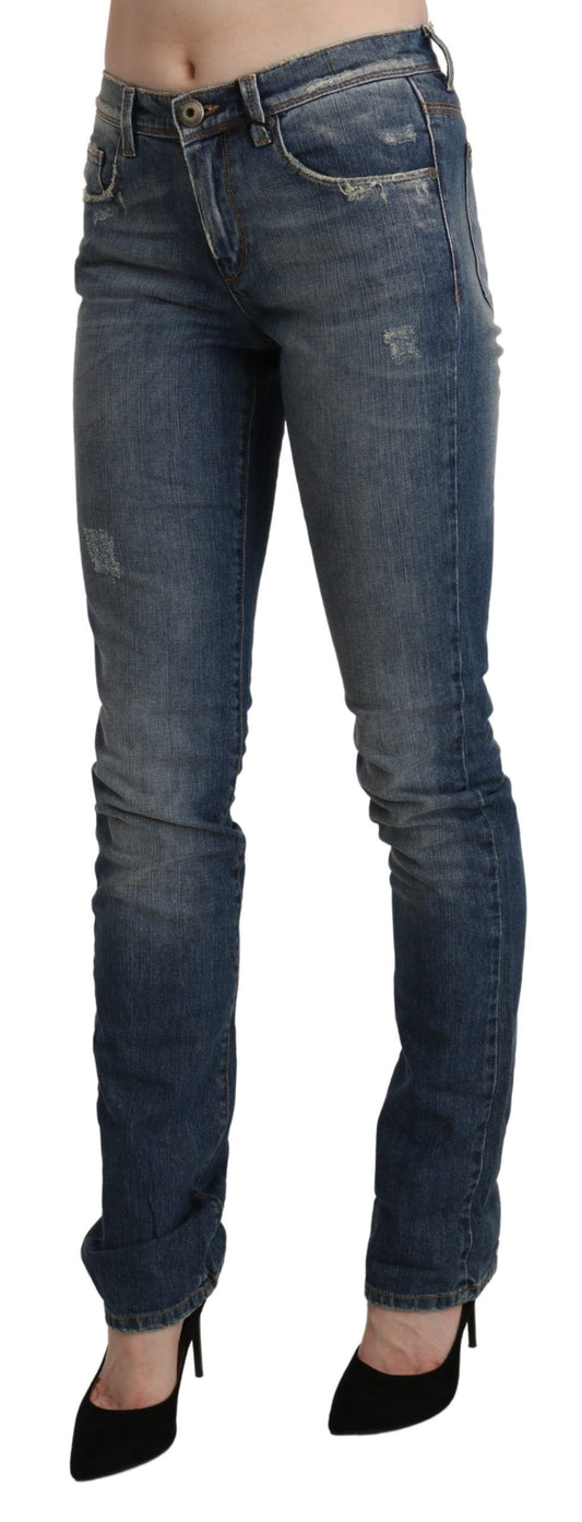 Chic Mid Waist Skinny Denim in Blue Washed - SEHABRANDS