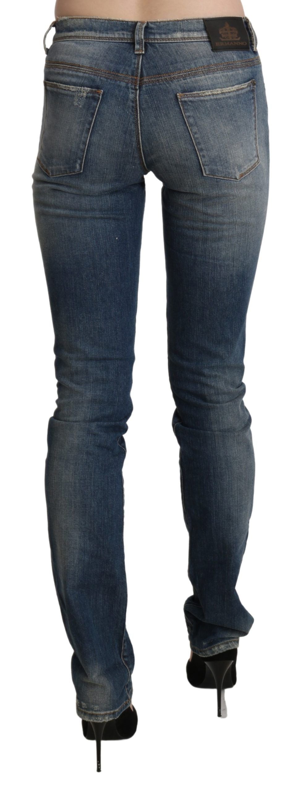 Chic Mid Waist Skinny Denim in Blue Washed - SEHABRANDS