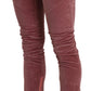 Chic Red Mid Waist Skinny Trousers - SEHABRANDS