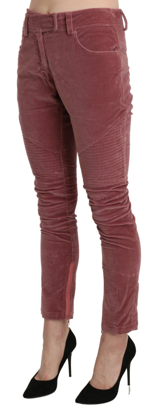 Chic Red Mid Waist Skinny Trousers - SEHABRANDS