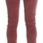 Chic Red Mid Waist Skinny Trousers - SEHABRANDS