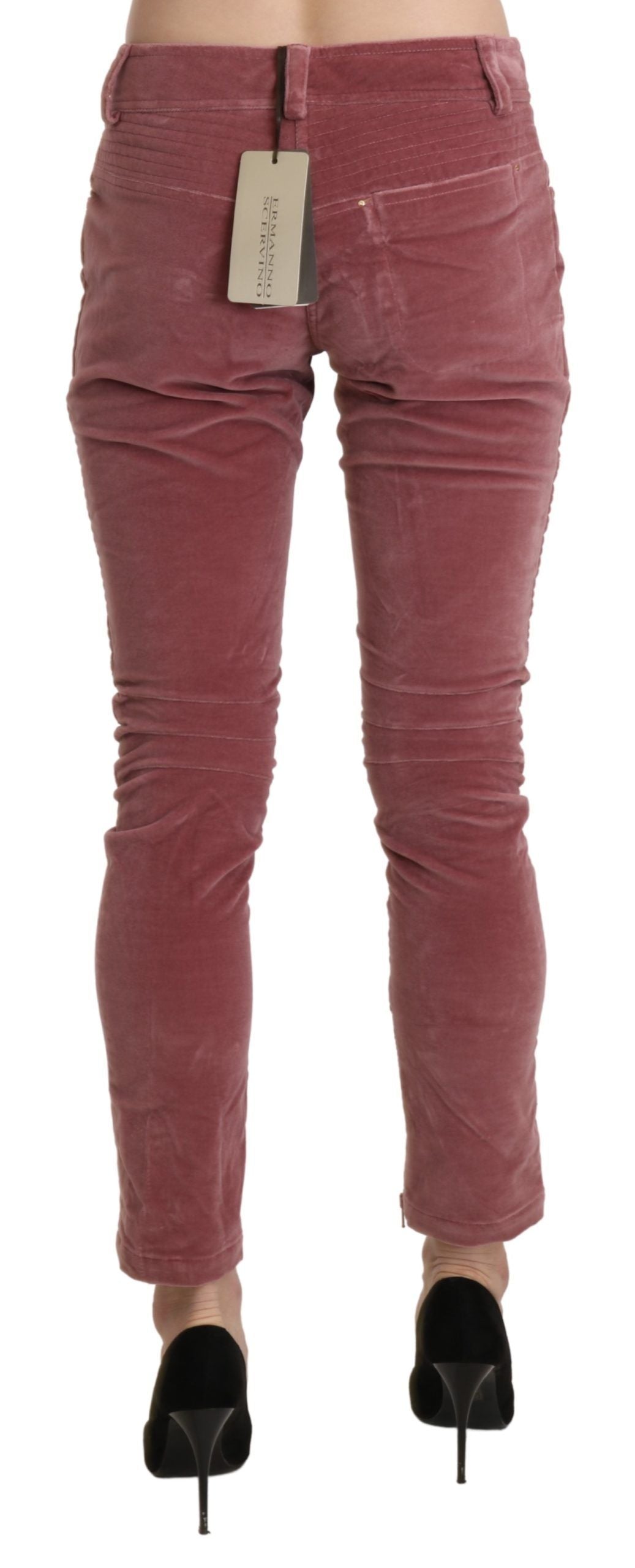 Chic Red Mid Waist Skinny Trousers - SEHABRANDS