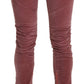 Chic Red Mid Waist Skinny Trousers - SEHABRANDS