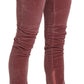 Chic Red Mid Waist Skinny Trousers - SEHABRANDS