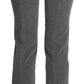 Chic Gray Mid Waist Cropped Trousers - SEHABRANDS