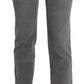 Chic Gray Mid Waist Cropped Trousers - SEHABRANDS