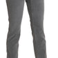 Chic Gray Mid Waist Cropped Trousers - SEHABRANDS