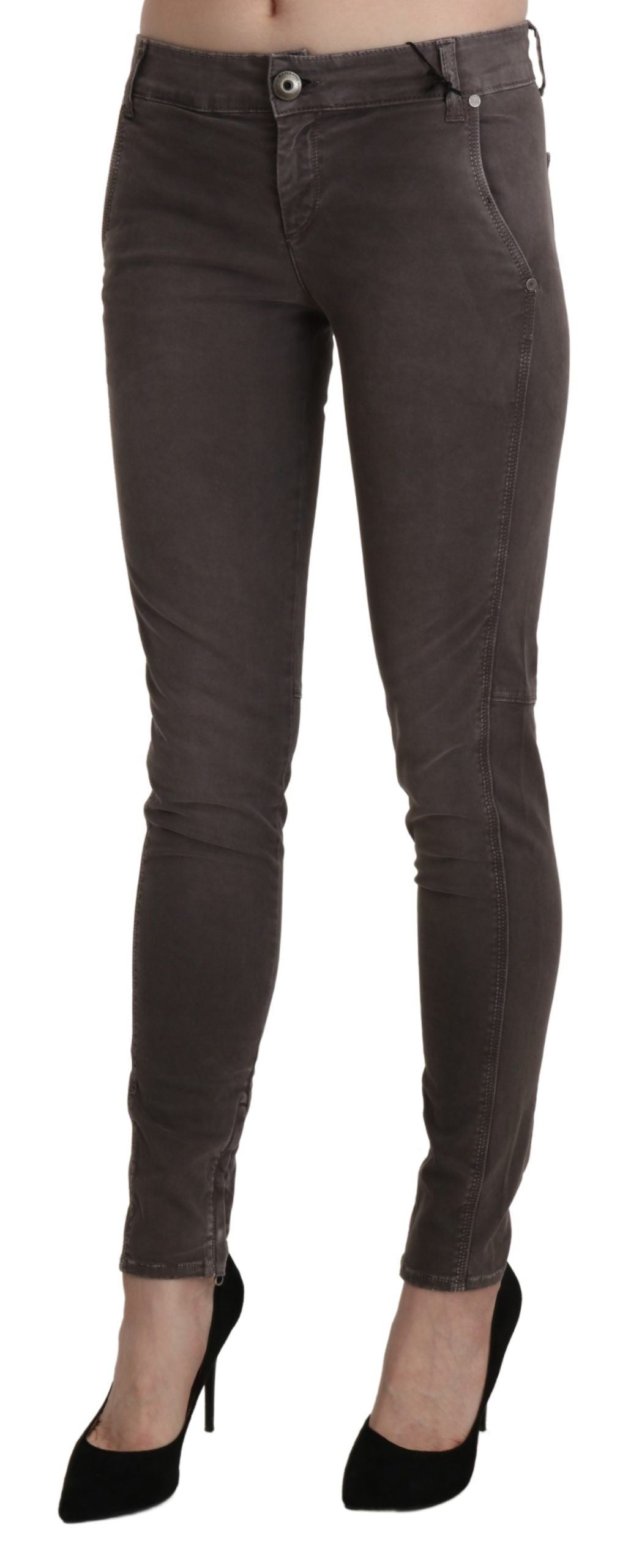 Chic Brown Low Waist Skinny Trousers - SEHABRANDS