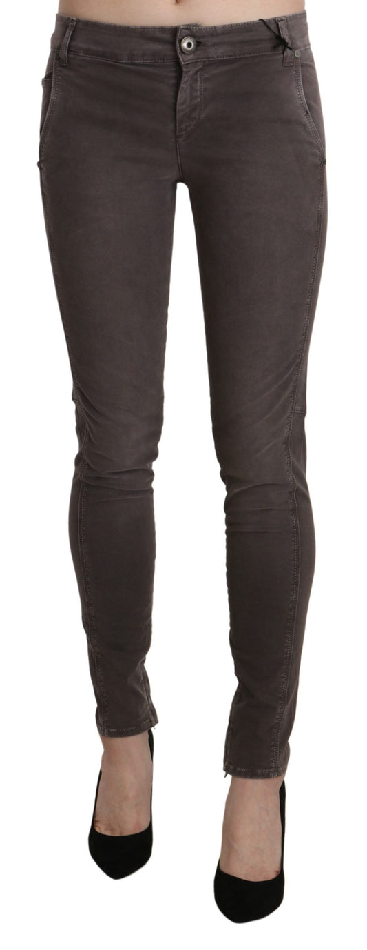 Chic Brown Low Waist Skinny Trousers - SEHABRANDS