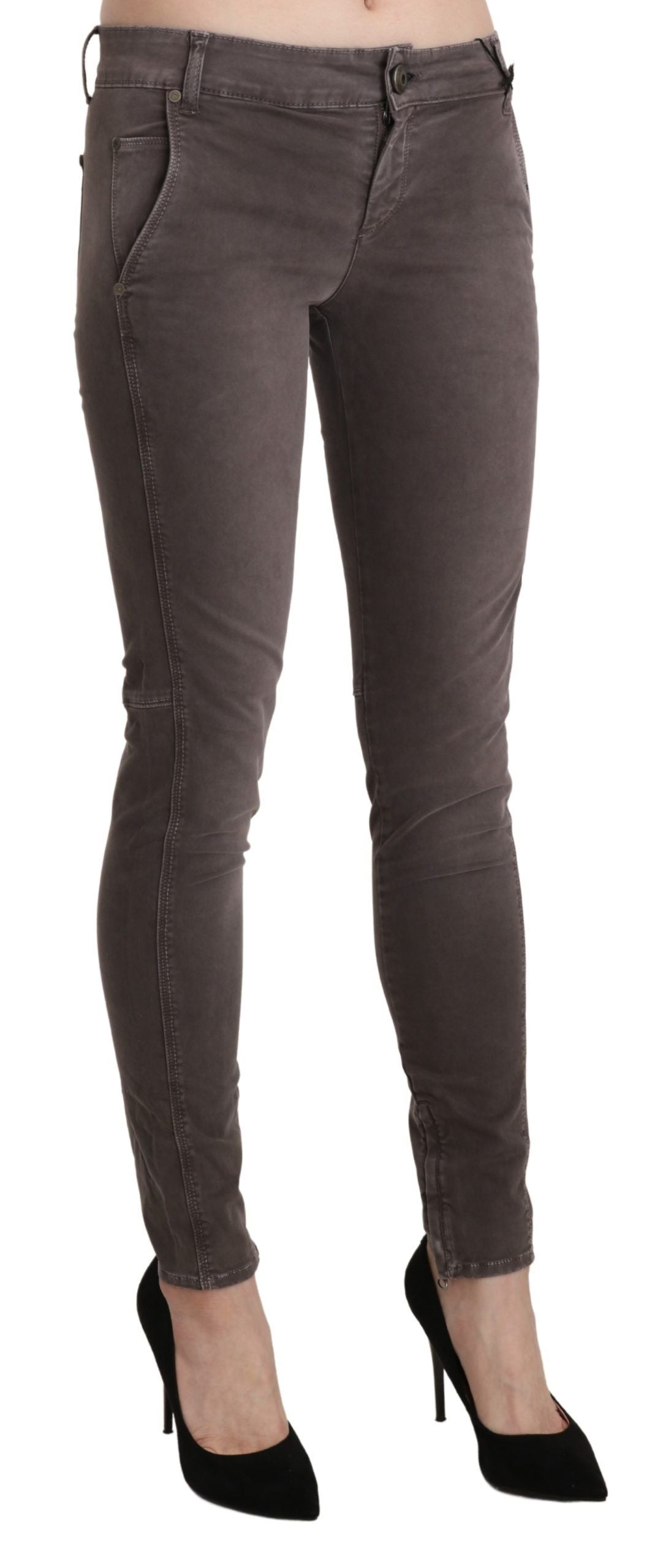 Chic Brown Low Waist Skinny Trousers - SEHABRANDS