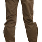 Chic Brown Mid Waist Straight Trousers - SEHABRANDS