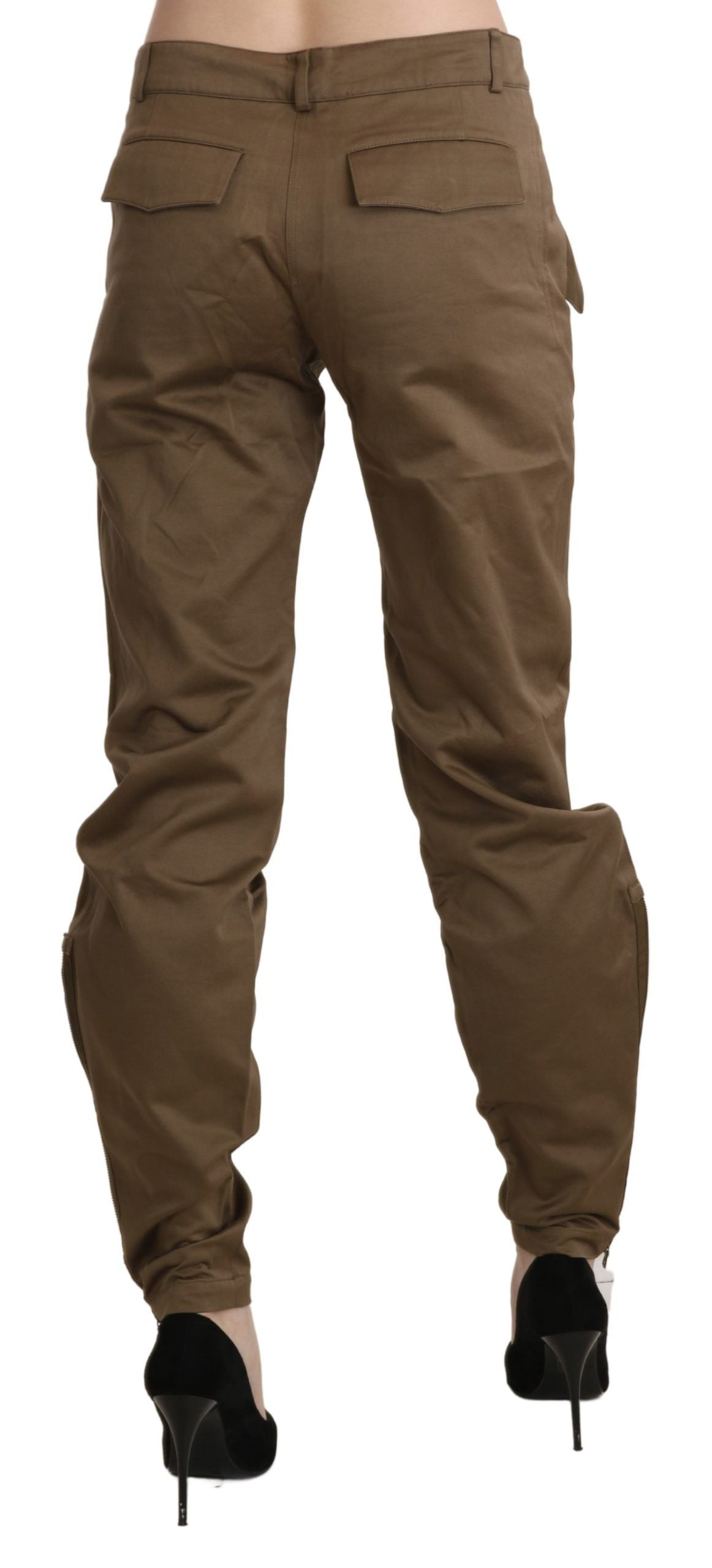 Chic Brown Mid Waist Straight Trousers - SEHABRANDS