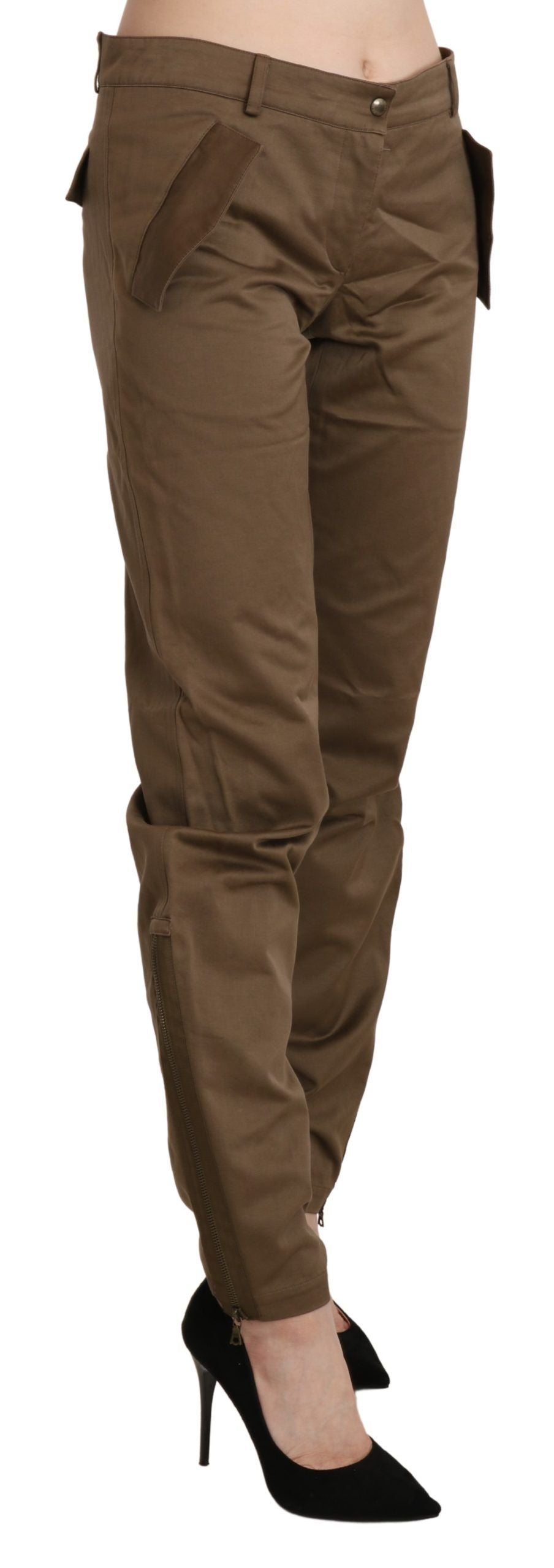 Chic Brown Mid Waist Straight Trousers - SEHABRANDS