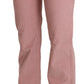 Chic Pink Mid Waist Straight Trousers - SEHABRANDS