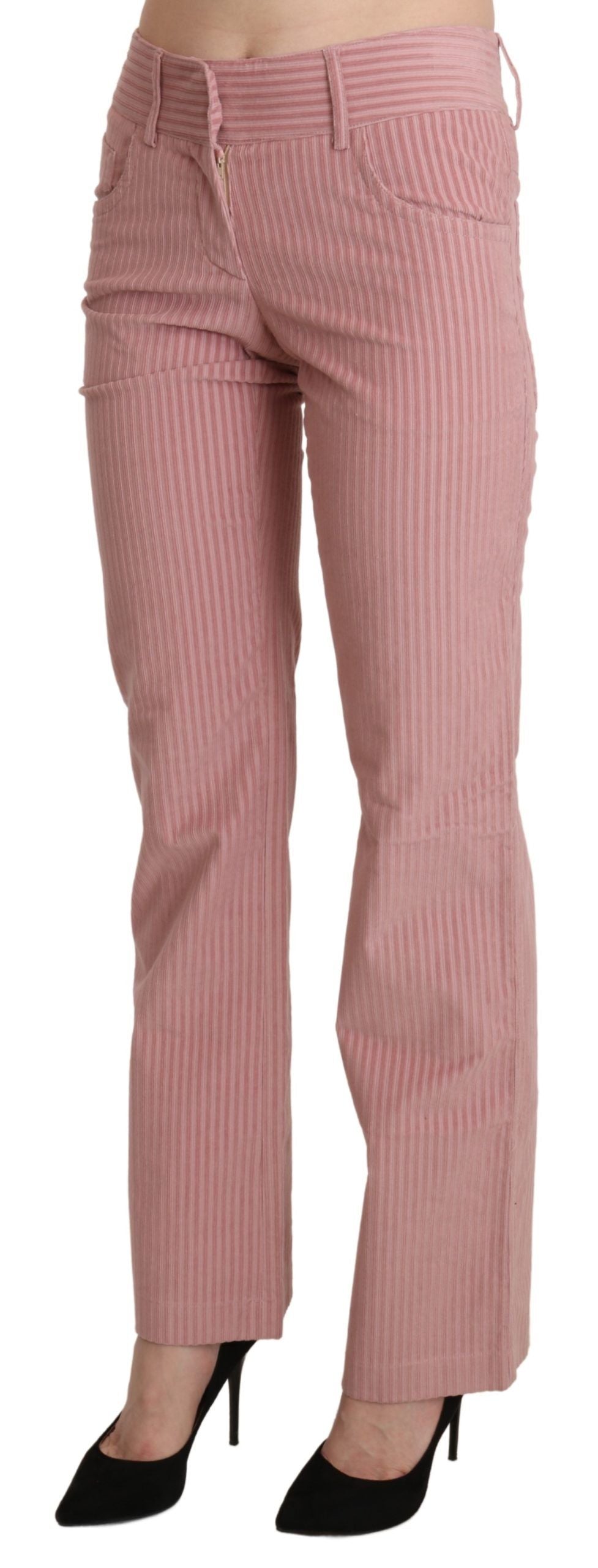 Chic Pink Mid Waist Straight Trousers - SEHABRANDS