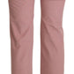 Chic Pink Mid Waist Straight Trousers - SEHABRANDS