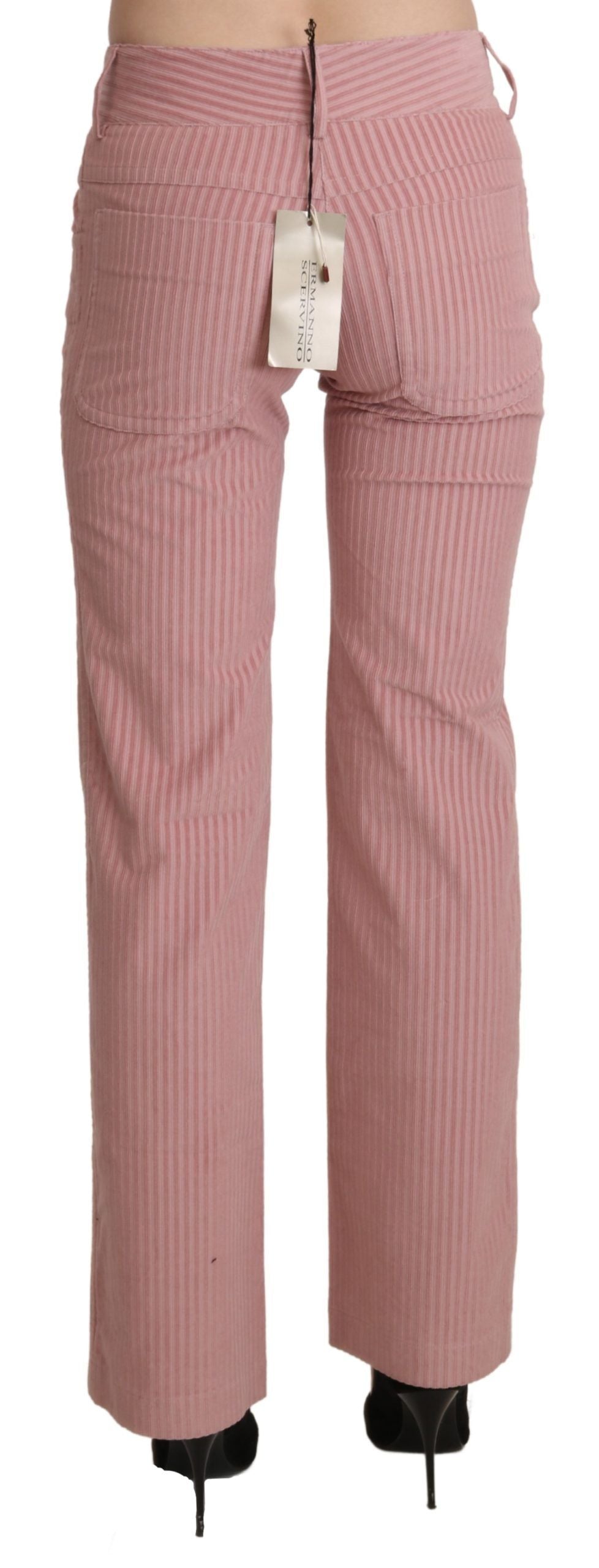 Chic Pink Mid Waist Straight Trousers - SEHABRANDS