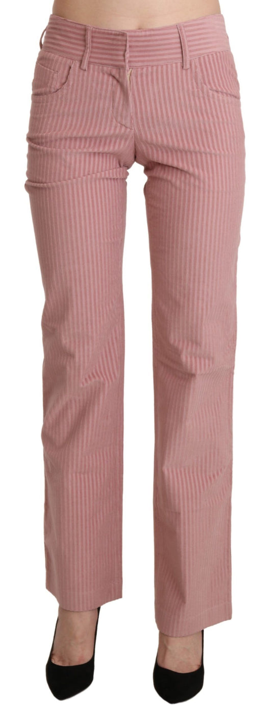 Chic Pink Mid Waist Straight Trousers - SEHABRANDS