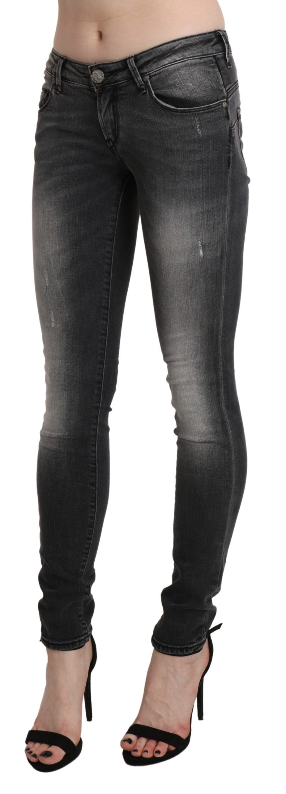 Sleek Low Waist Skinny Denim in Black Wash - SEHABRANDS