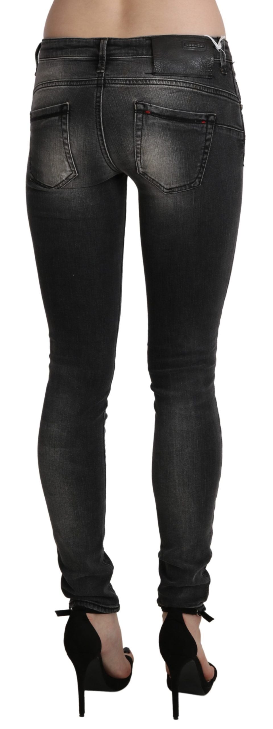 Sleek Low Waist Skinny Denim in Black Wash - SEHABRANDS