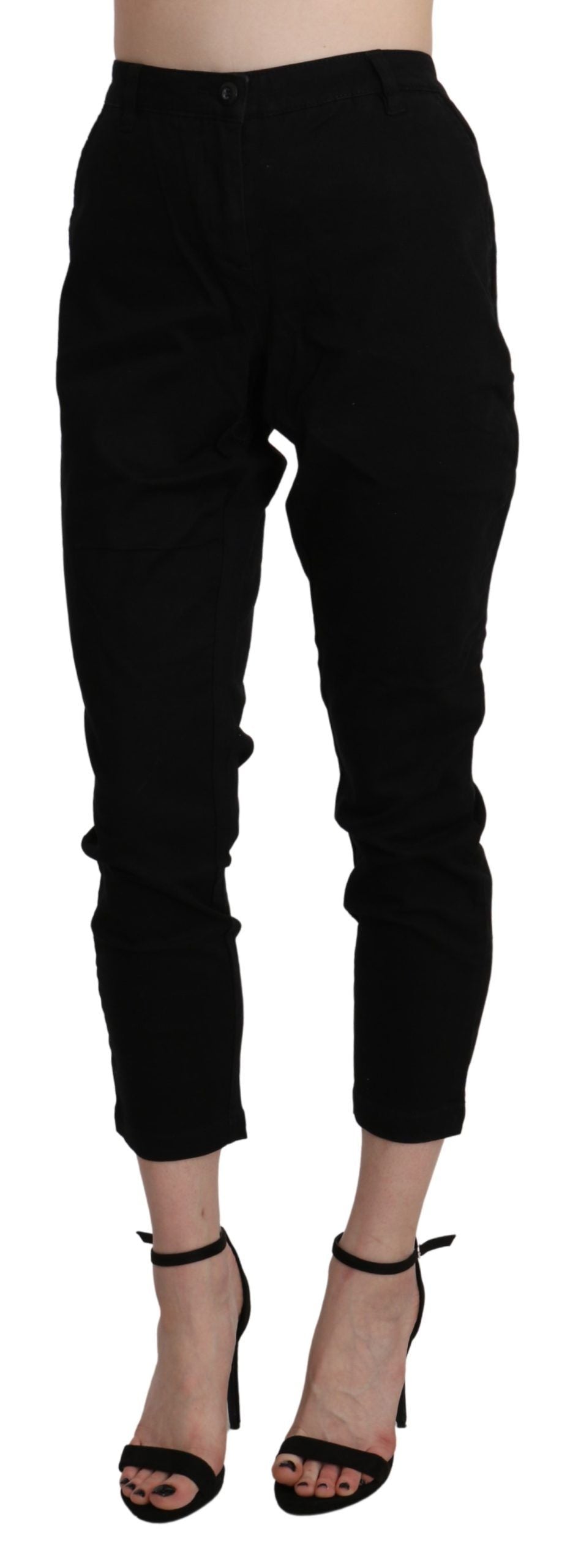 Chic High Waist Cropped Black Jeans - SEHABRANDS