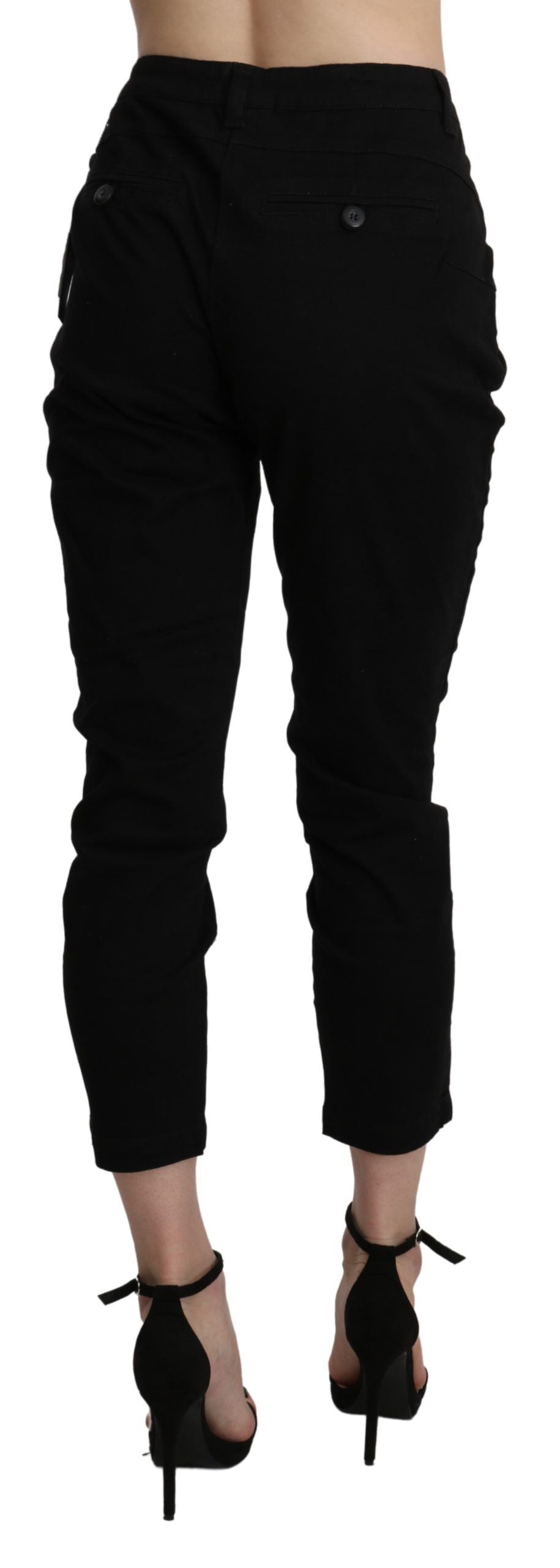 Chic High Waist Cropped Black Jeans - SEHABRANDS