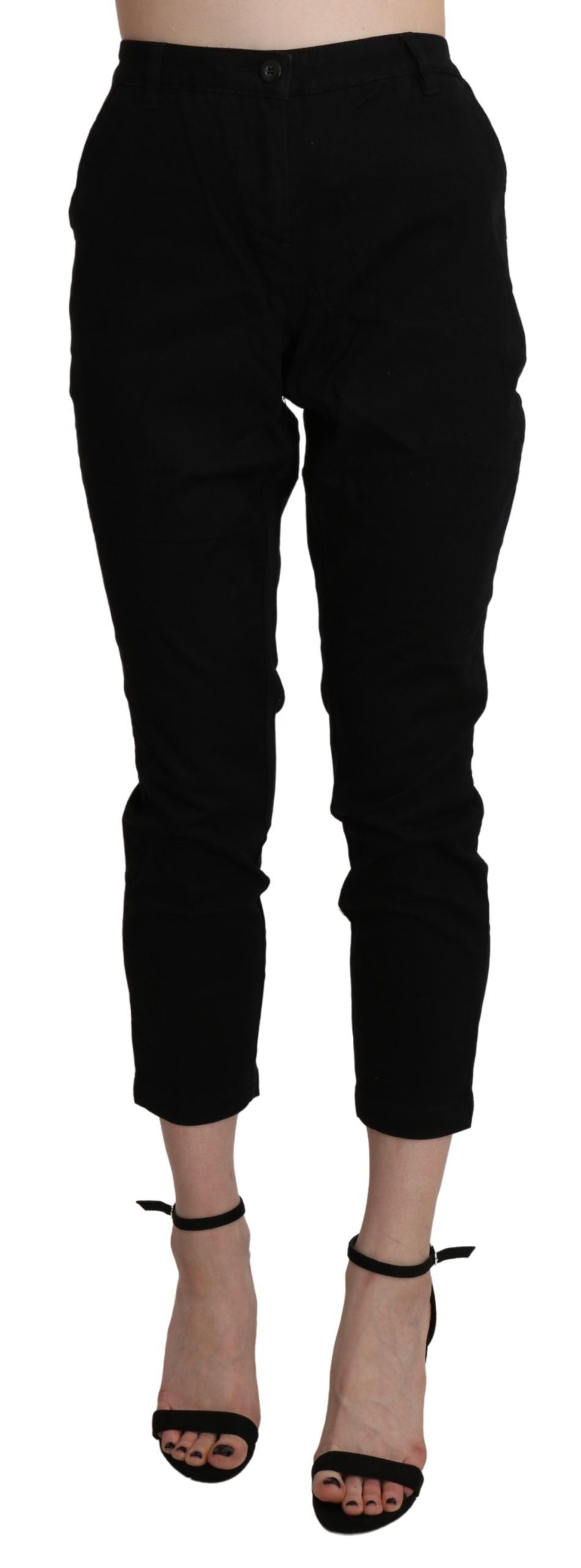 Chic High Waist Cropped Black Jeans - SEHABRANDS