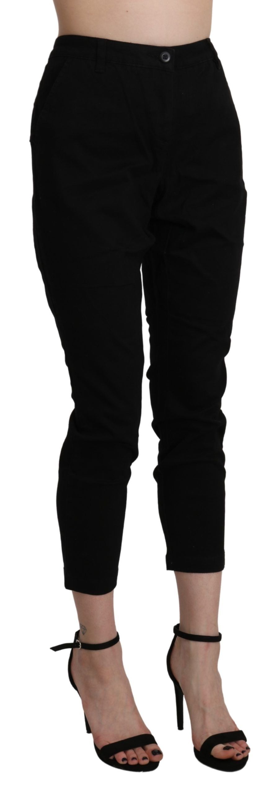 Chic High Waist Cropped Black Jeans - SEHABRANDS