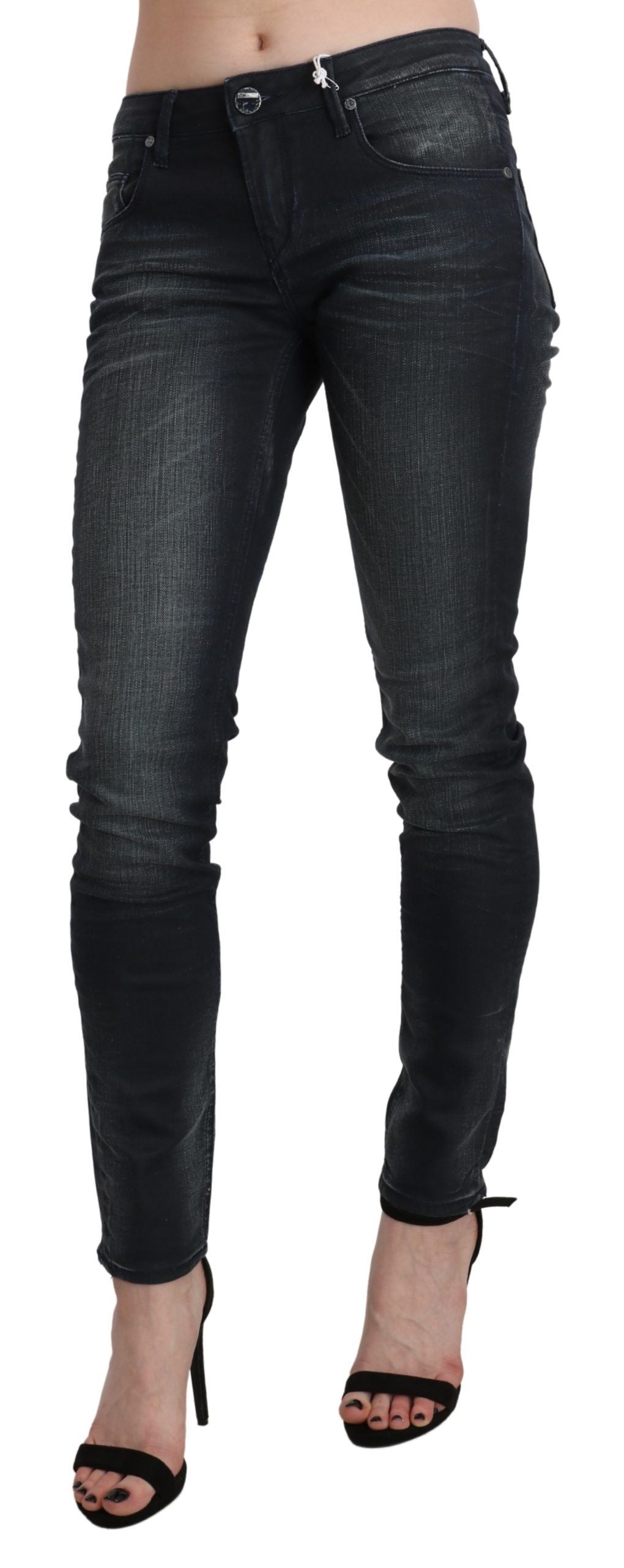 Elegant Low Waist Skinny Black Jeans - SEHABRANDS