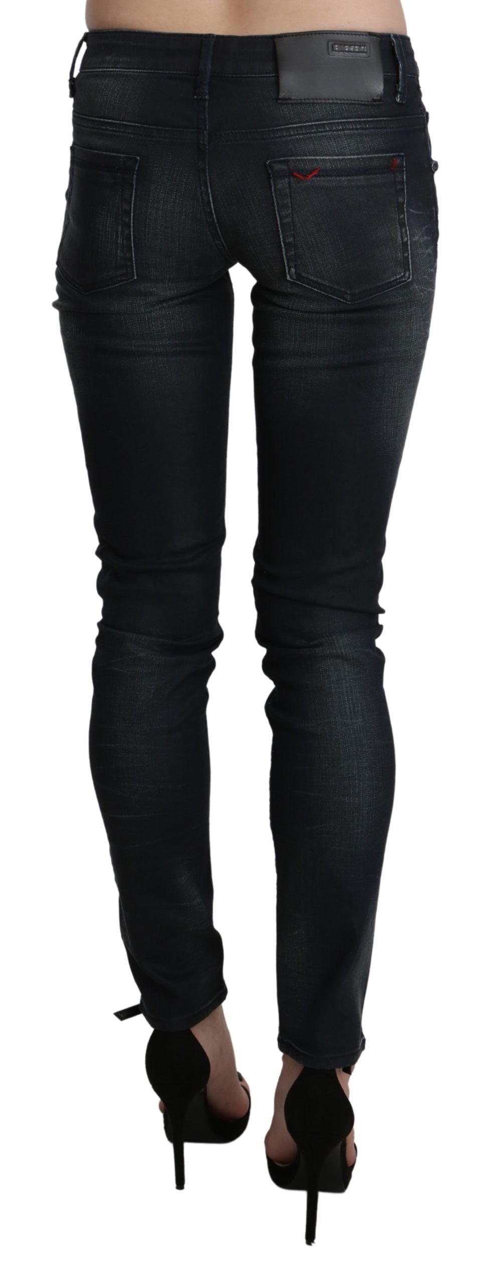 Elegant Low Waist Skinny Black Jeans - SEHABRANDS