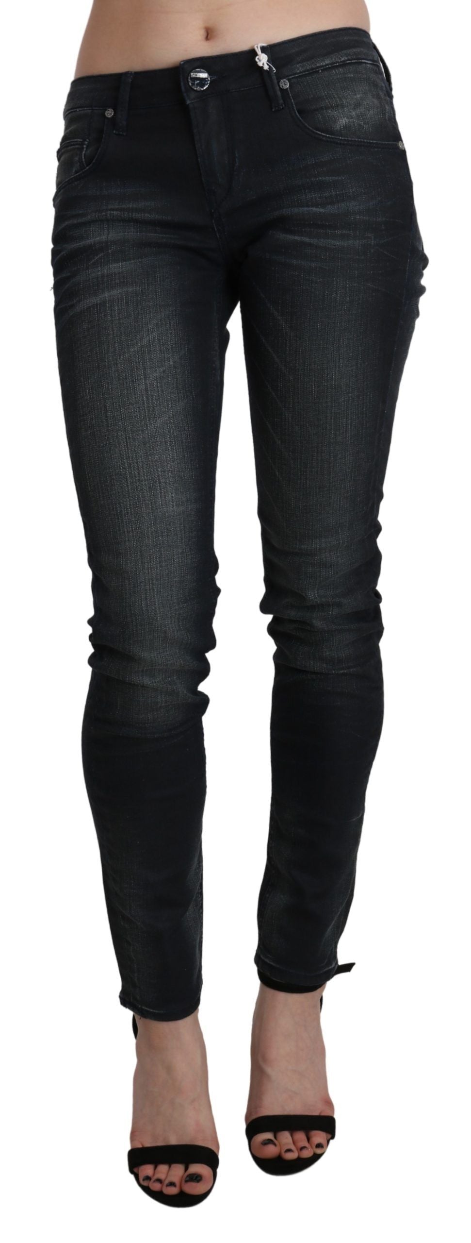 Elegant Low Waist Skinny Black Jeans - SEHABRANDS